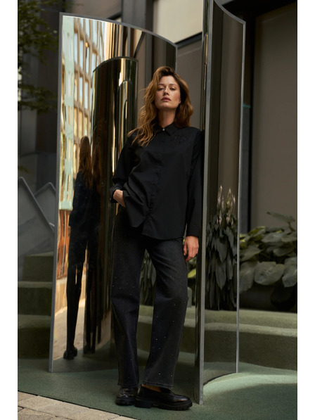 Moodo Черна риза с яка Moodo