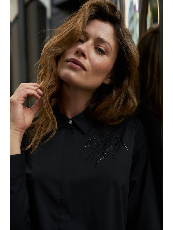 Moodo Черна риза с яка Moodo