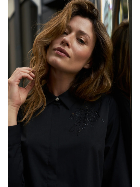 Moodo Черна риза с яка Moodo