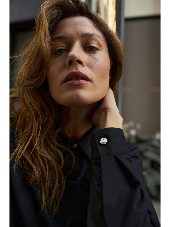 Moodo Черна риза с яка Moodo