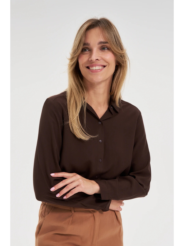 Moodo Кафява вискозна риза Moodo