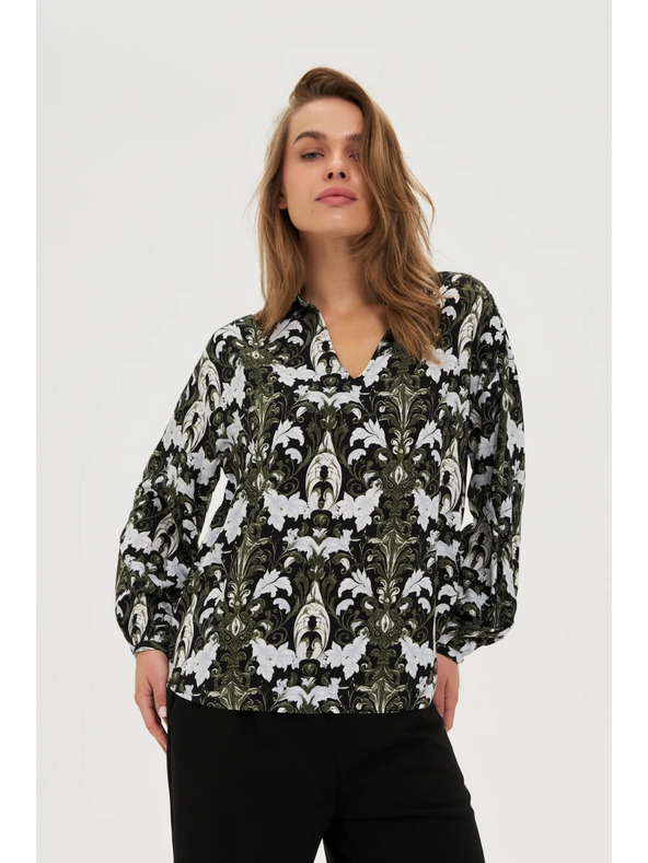 Moodo Тъмнооливкова вискозна риза Moodo