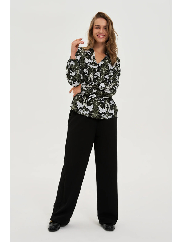 Moodo Тъмнооливкова вискозна риза Moodo