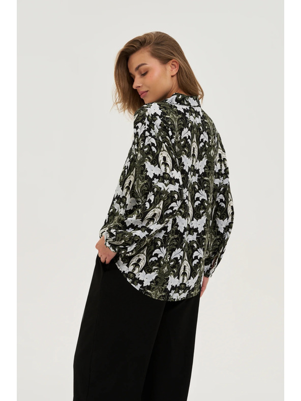 Moodo Тъмнооливкова вискозна риза Moodo