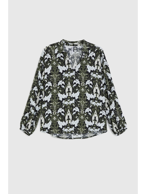 Moodo Тъмнооливкова вискозна риза Moodo