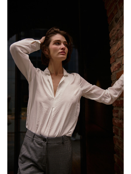 Moodo Гладка бяла вискозна риза Moodo