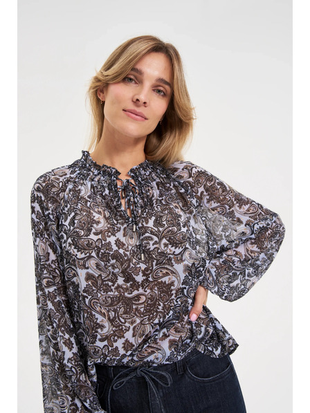 Moodo Синя риза Moodo с вързан деколте