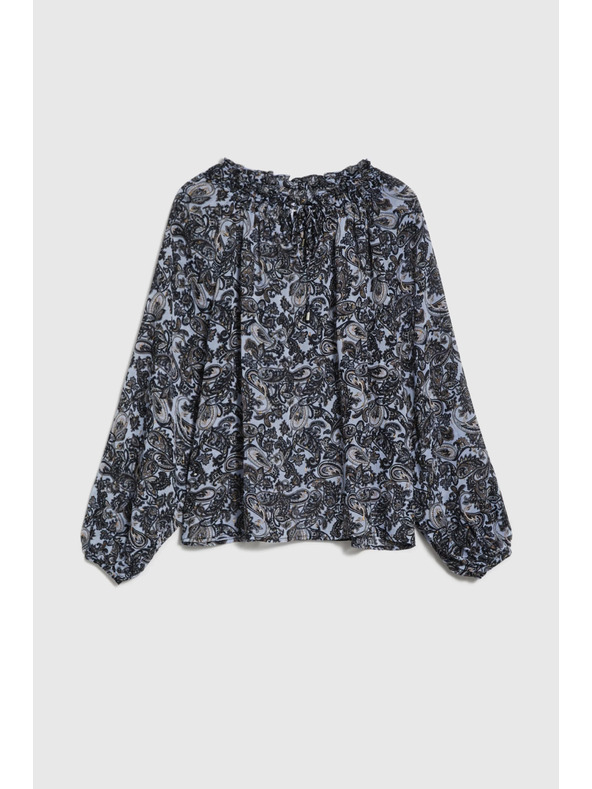 Moodo Синя риза Moodo с вързан деколте