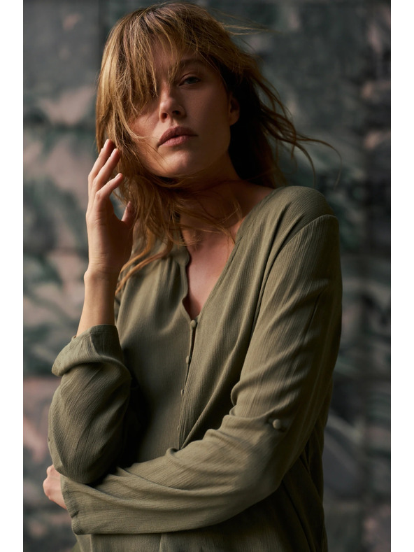 Moodo Оливкова вискозна риза Moodo