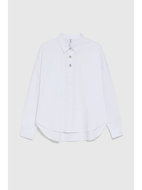 Moodo Бяла риза с декоративни копчета Moodo