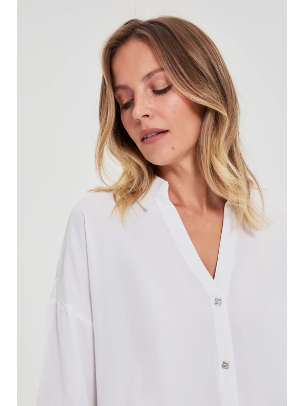 Moodo Бяла риза с къси ръкави Moodo