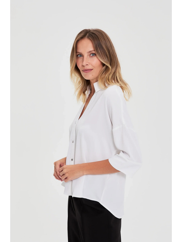 Moodo Бяла риза с къси ръкави Moodo