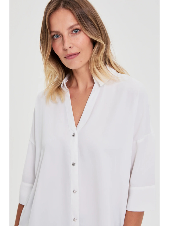 Moodo Бяла риза с къси ръкави Moodo