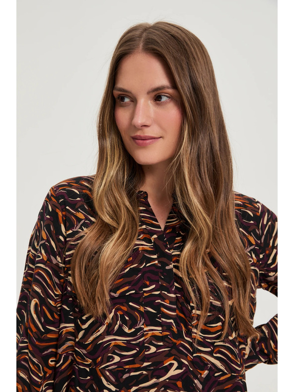 Moodo Кафява вискозна риза Moodo