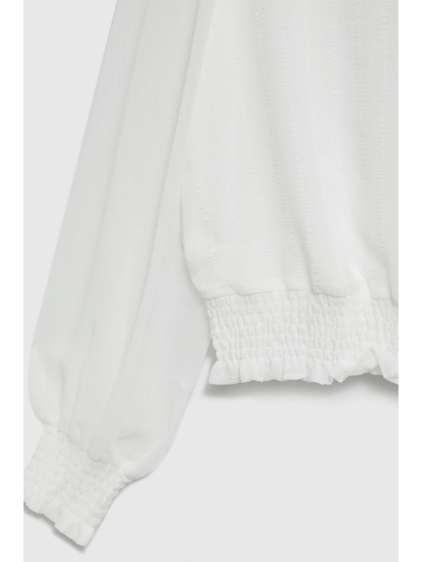 Moodo Бяла риза с набрани ръкави Moodo