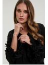 Moodo Черна риза с волани на ръкавите Moodo