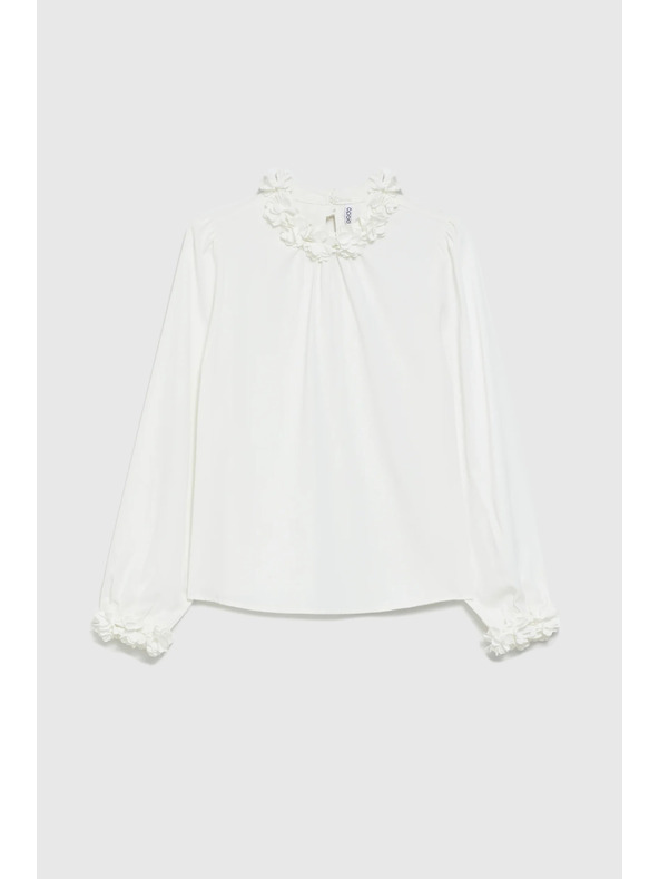 Moodo Бяла риза с декоративно деколте Moodo