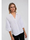 Moodo Бяла риза с набрани ръкави Moodo