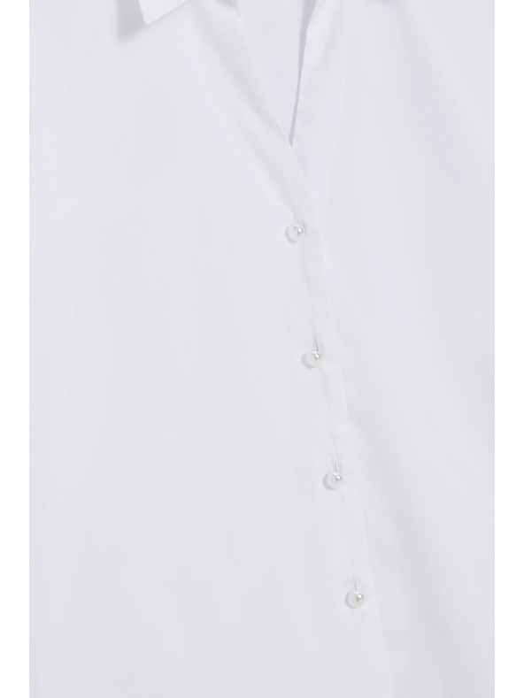 Moodo Бяла риза с набрани ръкави Moodo