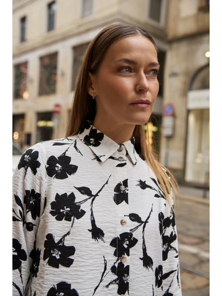 Moodo Вискозна риза с цветен принт бяла Moodo