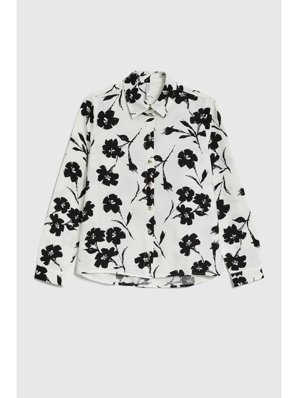 Moodo Вискозна риза с цветен принт бяла Moodo