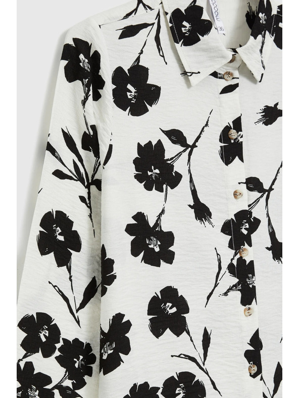 Moodo Вискозна риза с цветен принт бяла Moodo