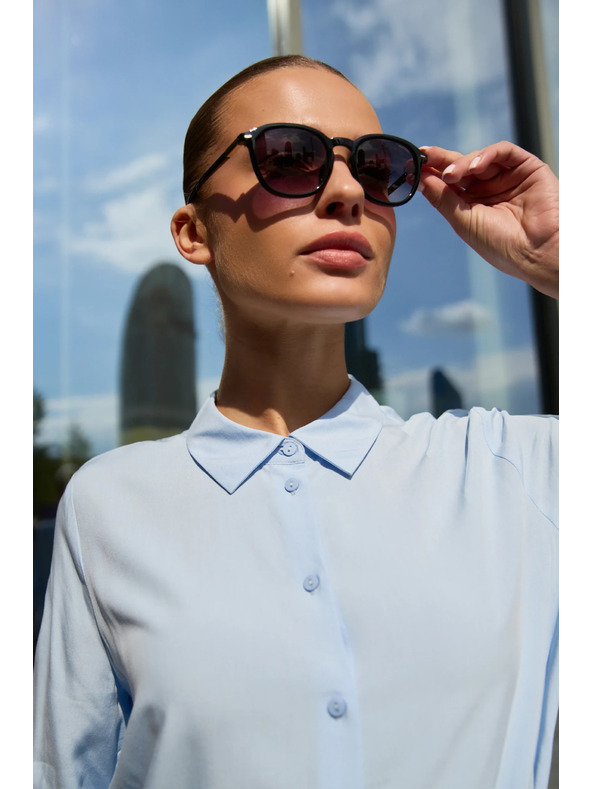 Moodo Светлосиня блуза с връзване Moodo