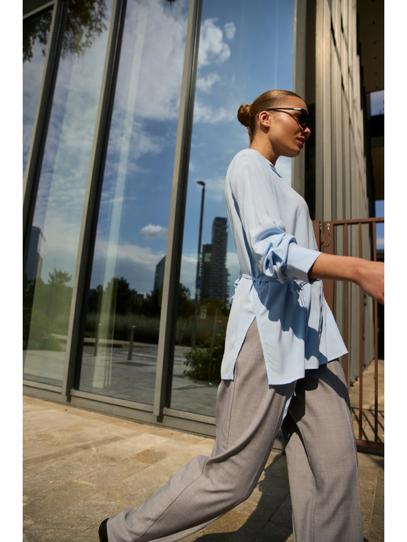 Moodo Светлосиня блуза с връзване Moodo