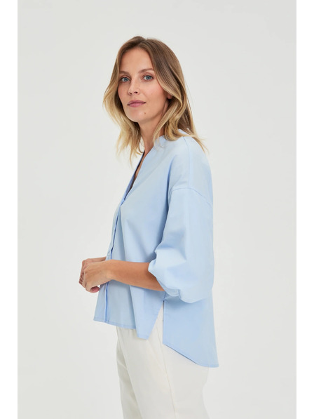 Moodo Светлосиня риза с набрани ръкави Moodo