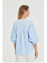 Moodo Светлосиня риза с набрани ръкави Moodo