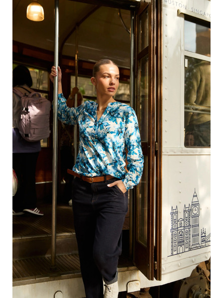 Moodo Щампована риза синя Moodo