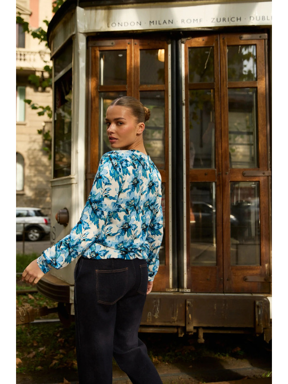 Moodo Щампована риза синя Moodo