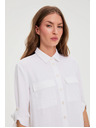 Moodo Бяла блуза с подвити ръкави Moodo