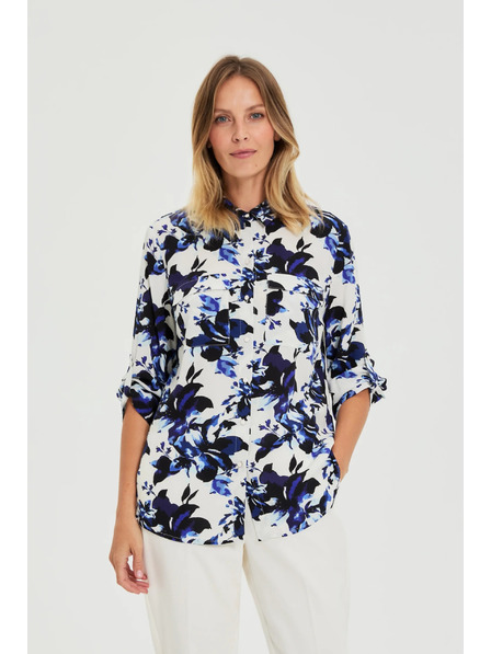 Moodo Бяла цветна риза Moodo