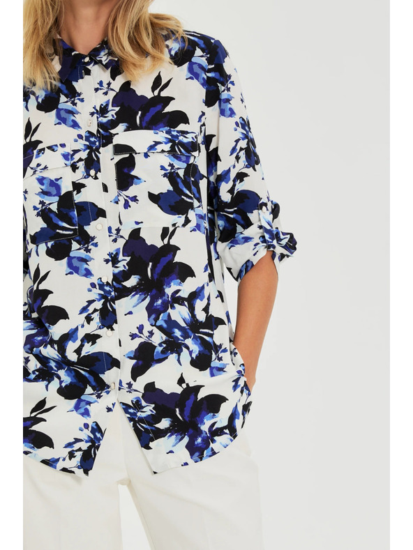 Moodo Бяла цветна риза Moodo