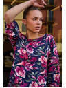 Moodo Тъмносиня вискозна риза Moodo с цветен принт