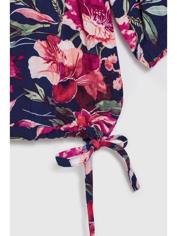 Moodo Тъмносиня вискозна риза Moodo с цветен принт