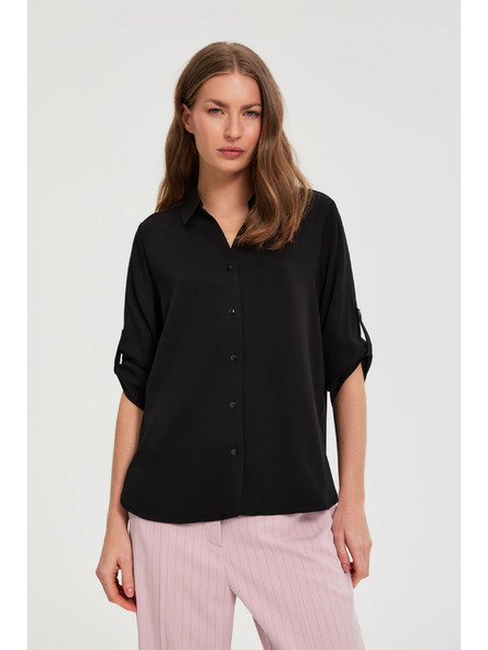 Moodo Черна вискозна риза Moodo