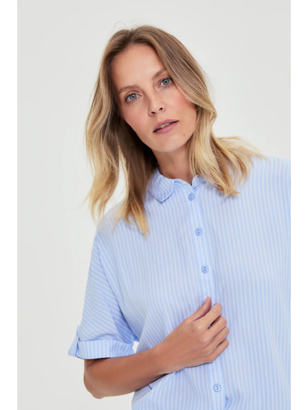 Moodo Светлосиня раирана риза Moodo