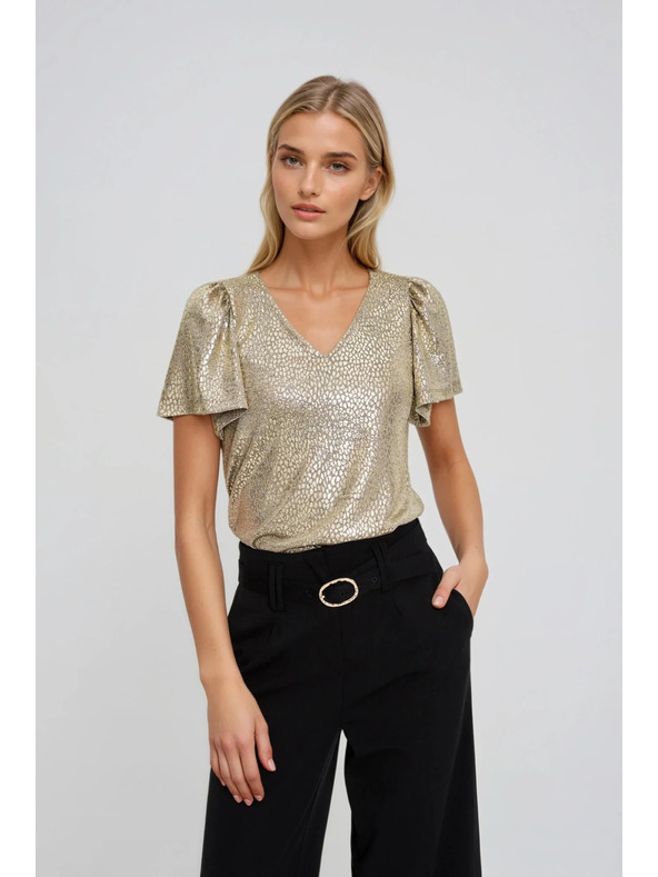Moodo Блуза с обемни ръкави златна Moodo
