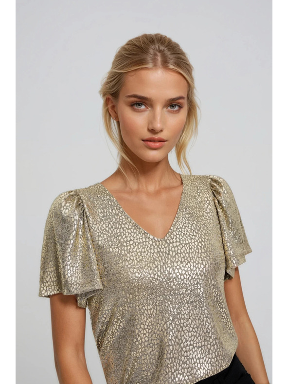 Moodo Блуза с обемни ръкави златна Moodo