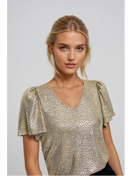 Moodo Блуза с обемни ръкави златна Moodo