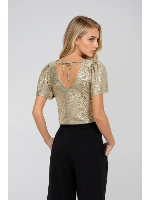 Moodo Блуза с обемни ръкави златна Moodo