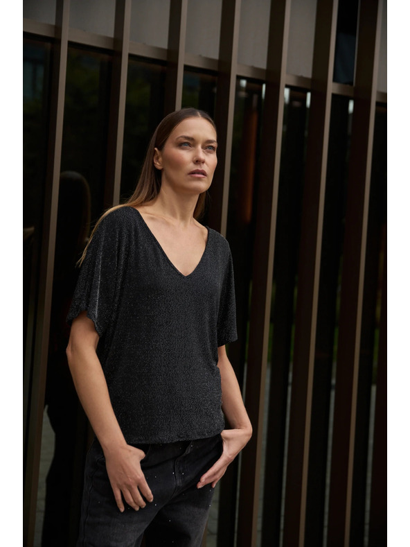 Moodo Блуза за носене по два начина черна Moodo