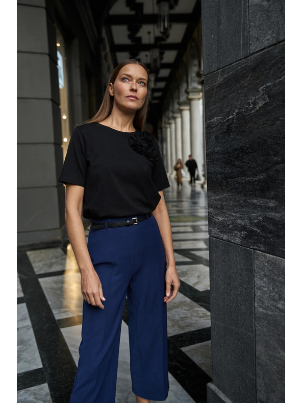 Moodo Памучна тениска с апликация черна Moodo