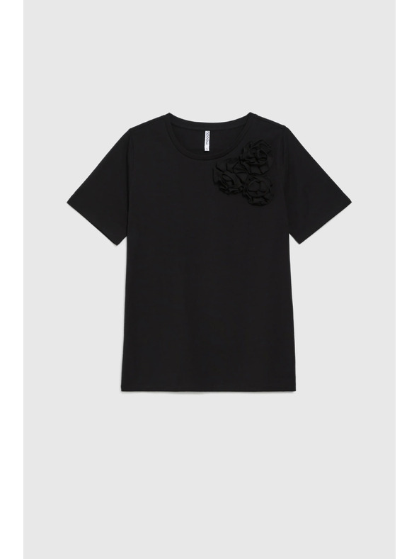 Moodo Памучна тениска с апликация черна Moodo