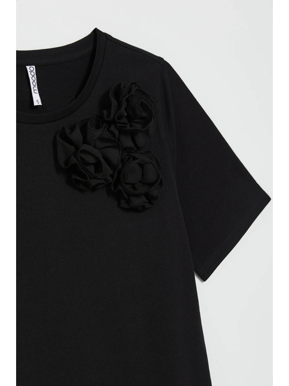 Moodo Памучна тениска с апликация черна Moodo