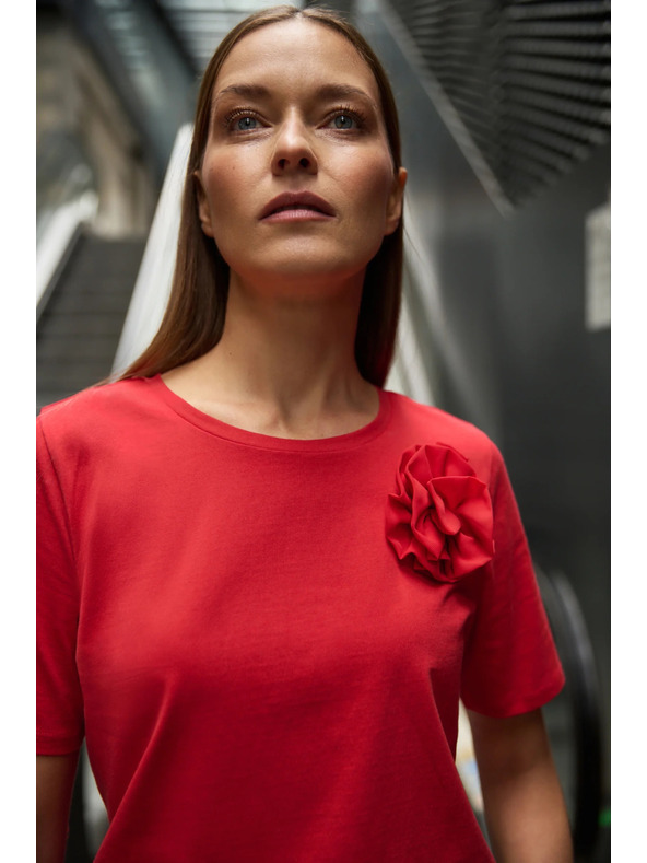 Moodo Памучна блуза с апликация червена Moodo