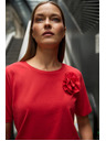 Moodo Памучна блуза с апликация червена Moodo