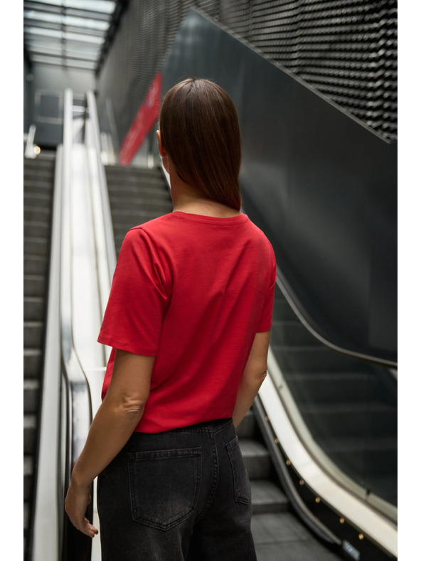 Moodo Памучна блуза с апликация червена Moodo